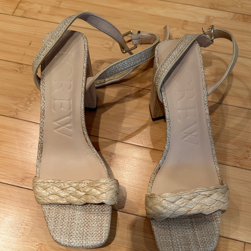 J. Crew Ankle-strap platform heels in faux raffia